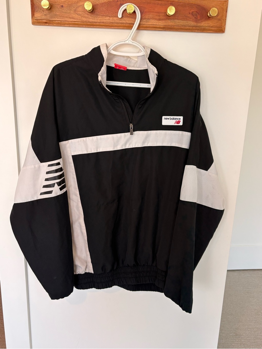 New Balance Black & White Half-Zip Windbreaker Pullover - Picture 6 of 6